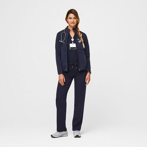 Figs Navy Scrub Set:Catarina Scrub Top XS+Livingston Basic Scrub Pants XS Petite